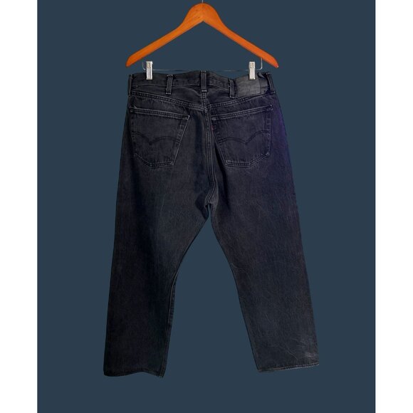 Levis Mens Black Denim Jeans W40 L32 Straight Fit - Picture 2 of 7